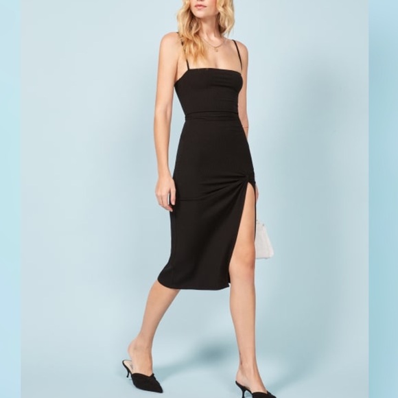 Reformation Black Ribbed Slit Scala 